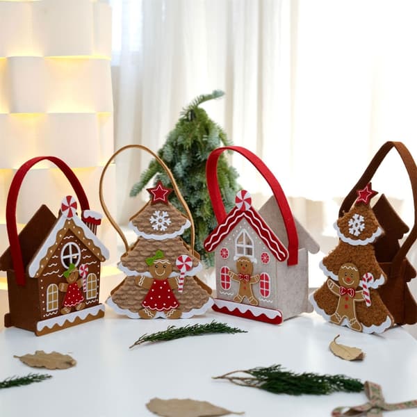 Julete tema Filt Pepperkakehus Cookie Bag Hus Skrivebordsdekorasjon Vennlig D