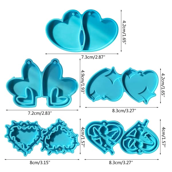 Hjerteformet form Silikone Materiale Lerforme Gaver til Håndlavningselskere Blue 2738