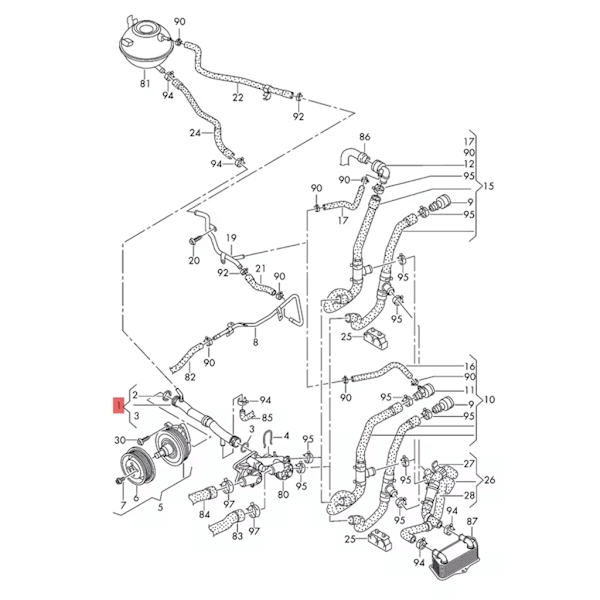 Automatisk kølerslange til A1 Golf 03C121065F motorvandpumpe køleflange rør
