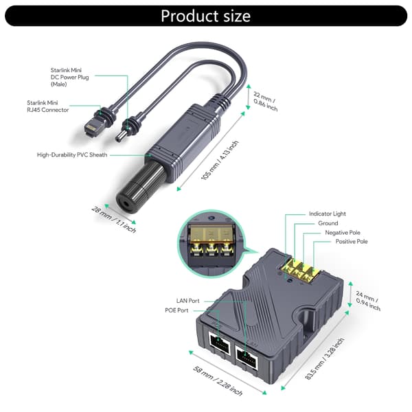 Poe 150W GigE Passiv Adapter Splitter Power Over Ethernet Injector Ethernet