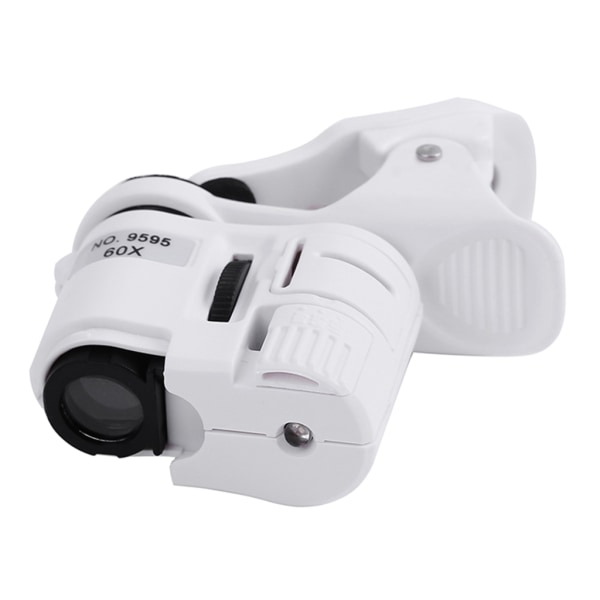 Pocket Mobiltelefon Mikroskop 60X-Zoom LED Clip Luppmikroskop med UV valutadetektor Smycken & antikutvärdering