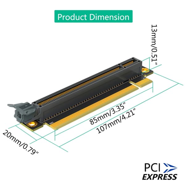 PCIE 16X 3.0 Forlengerkort for 1U Datamaskin Server Spesielt Chassis Tilbehør