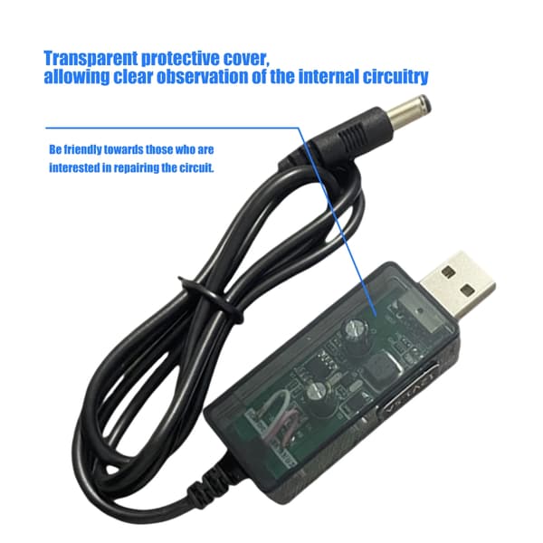 Effektiv USB 5V til 12V 1.5A spændingsforstærkerkabel til routere DC5.5x2.1mm