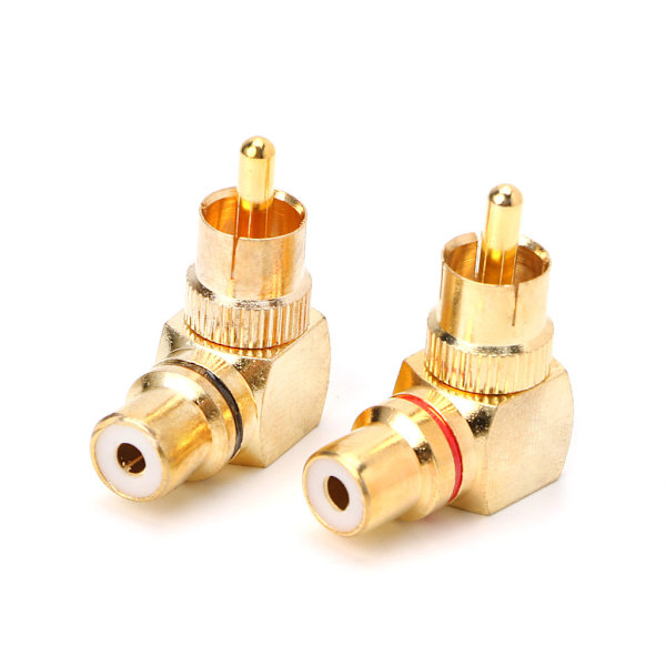 2X Messing RCA Ret Vinkel Han til Hun Guldbelagt Konnektor 90 Graders Adaptere