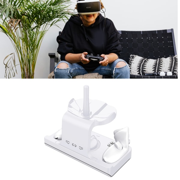 Laddningsdocka för 3 VR Headset Laddningsställ Laddningsstation Headsetkontroller Höghastighets LED-laddningsställ White