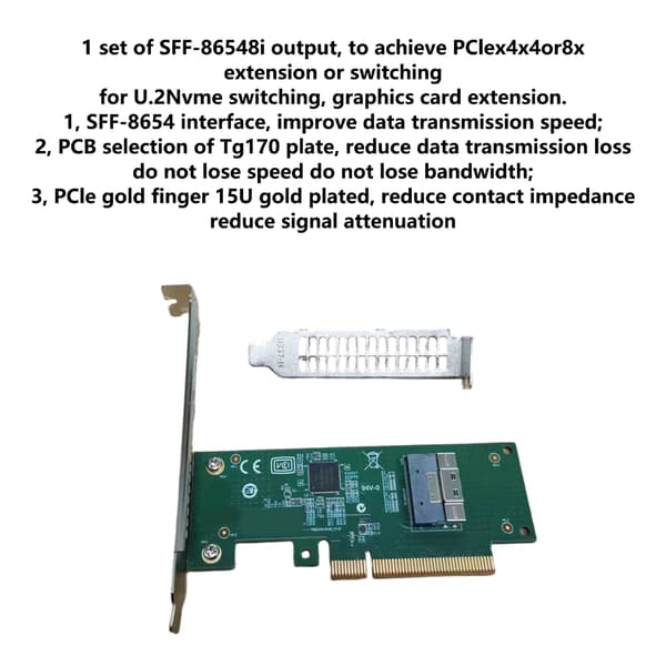 PCIe4.0 X8 til SFF-8654 X8 desktop Computer Udvidelseskort til NVME Adapter