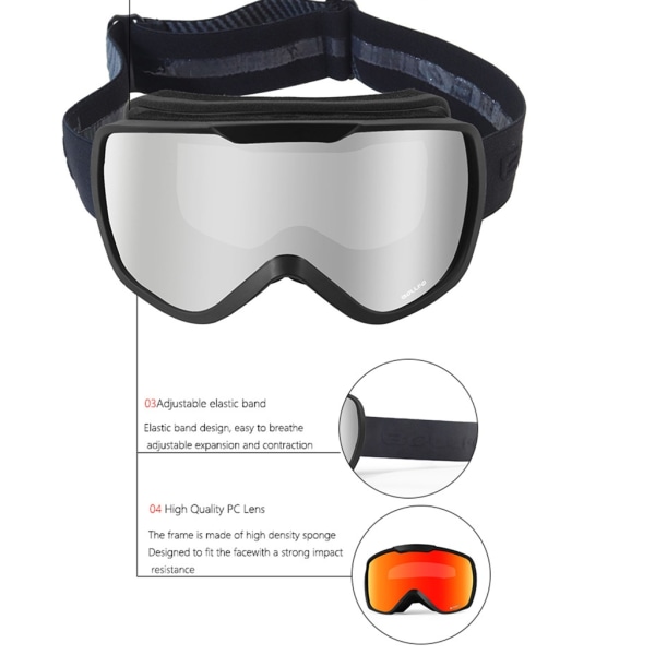 Skidglasögon UV-skydd Snowboardglasögon Anti-dim Dubbellager Skidglasögon Utomhussport Skidor Googles för män kvinnor Blue