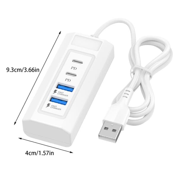 USB - 2xPD ja 2x USB -lataushubi puhelimille, tableteille ja muille