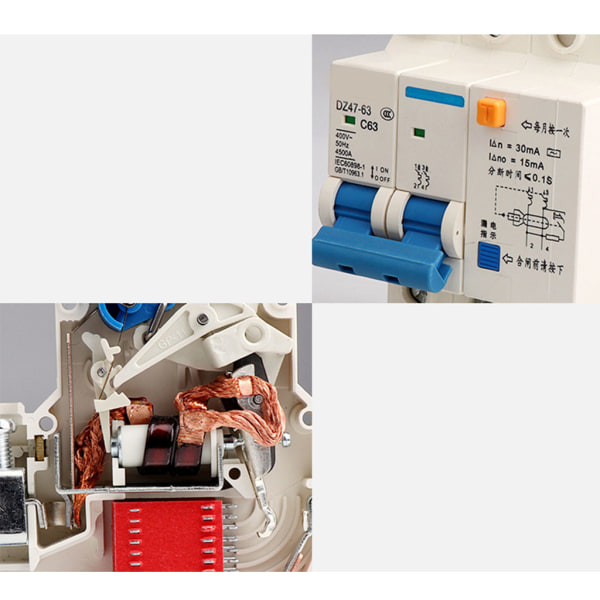 Överspänningsskydd för läckage med överströmsskydd Restströmsbrytare med överspänningsöverspänning för skydd A 63A