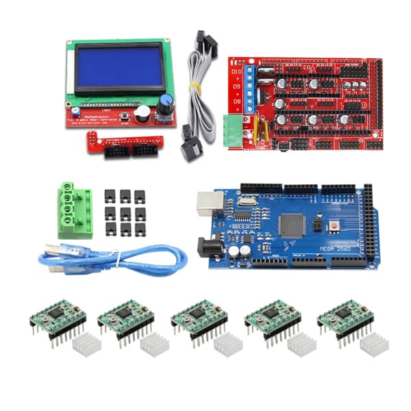 3D-printer Ramps 1.4 Mega2560R3 kontroller A4988 Stepper Driver 12864 LCD-sett