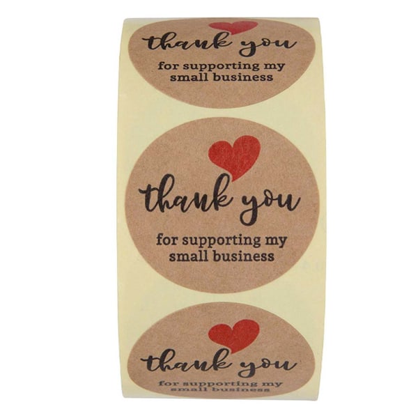 500 st Tack för att du stöder mina småföretagsklistermärken Kraft-kuvertsigill