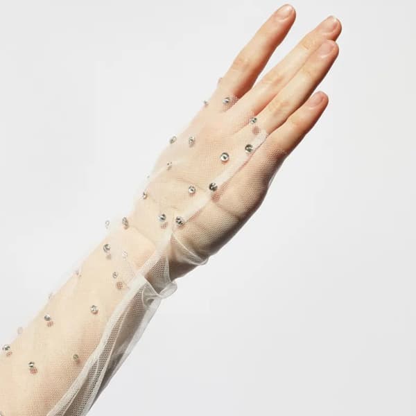 2lots Kvinnor Mesh Arm Ärmar Strass Mönster Överärmar Brudärmar