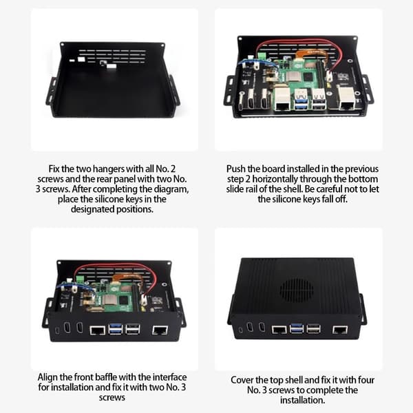 Metal Kabinet til RPi 5 Single Board Computer PCIe til Ethernet Adapter Dobbelt