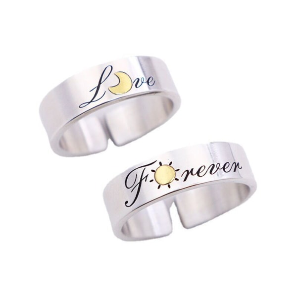2st Lover Forever Bands Ringar Set Promise Bröllopsring Ring Justerbar Öppen storlek Fingerring Boho Style Smycken Presenter
