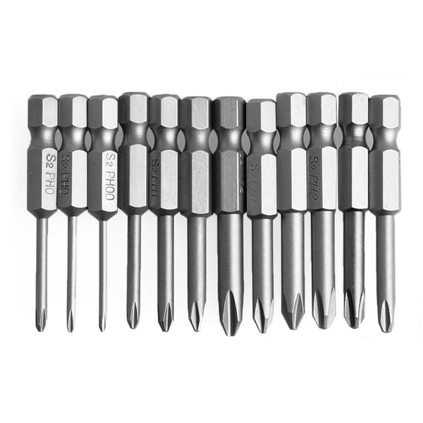 12-pack 50mm 1/4 tum Hexskaft Magnetiska Phillips-skruvmejslar
