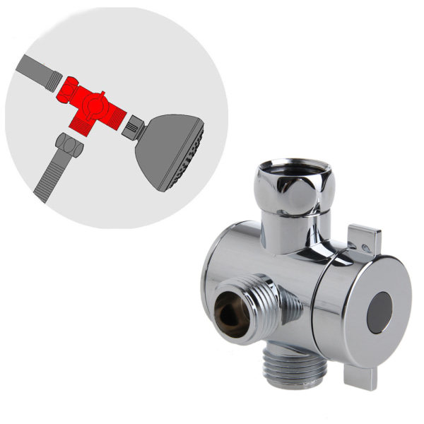 3-vägs T-adapter för ventil för toalett Bidé Dusch för huvudavledare för ventil 1/