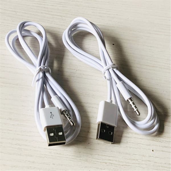 USB Audio Synkroniseringsledning Opladerkabel Til Musikafspillere Hvid 1M Længde