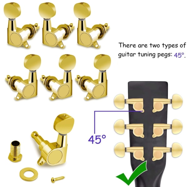 6st 3R3L gitarrstämare, 1:14 Ratio Tuners Akustisk gitarr Stämningspinnar Elgitarr Stämningstangenter Gitarr Maskinhuvuden Silver 3L and 3R