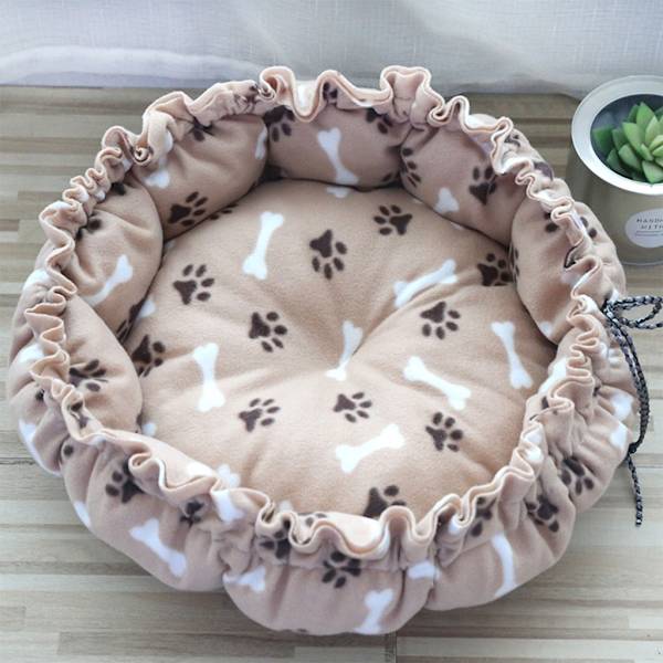 Rund kattsäng djupsovsäng Hund katt Vinterhus med dragsko Designmatta för kattunge Valp sovtillbehör 8 S