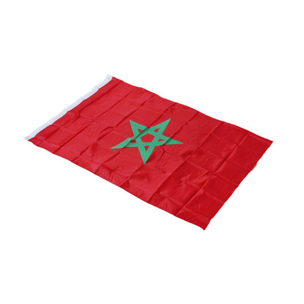Marockansk polyester för banderoll, Marockos flagga trädgård Polyester marockansk flagga nationella banderoller för parader för OS 90x1