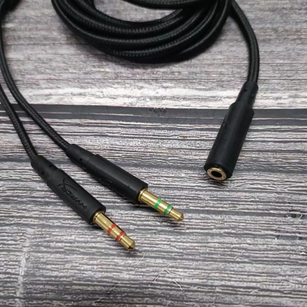 Mångsidig 2 i 1 3,5 mm hörlurskabel hane till hona för Cloud Mix hörlurar Flexibel svart flätad tråd, lätt att använda