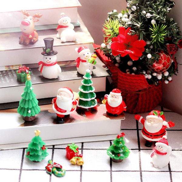24st jul miniatyr figurer mini harts snögubbe Älg prydnader Kit för DIY Fairy Garden Landskap dockhus modell