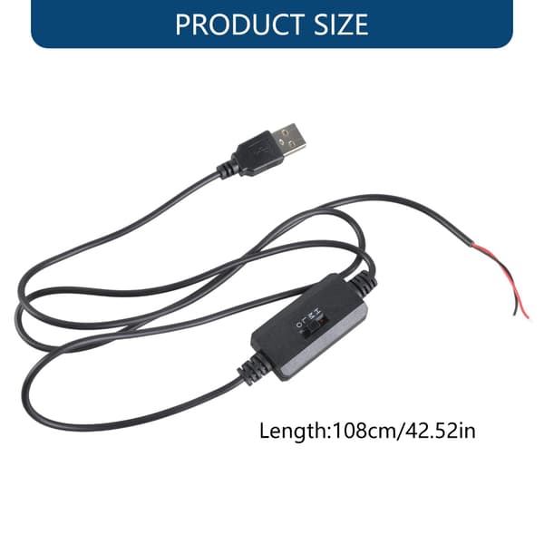 3-Hastigheds Justerbar USB til 2-Pin Bare Ledning Blæser Kontrol Kabel Med Skift
