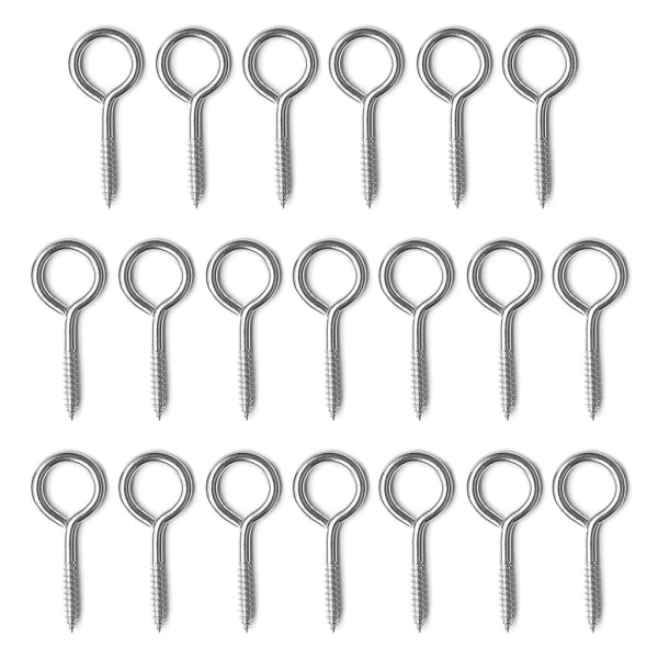 20 ST M3/M4/M5 ögonformade ringkrokar Metallkoppkrokar Rostfritt stål Skruvögonkrokar ​Hushållsgängad set M5x65