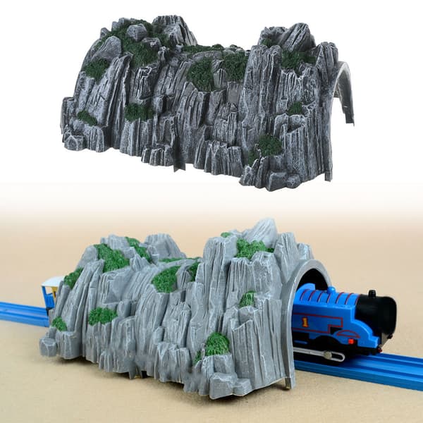 Realistisk hulesimulering klippetunnel til børnetogbane layout kagepynt