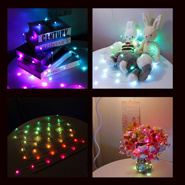 USB Musik LED-ljusslinga Bluetooth-kompatibel RGB Vattentät DIY FairyLamp med 40 tangenter fjärrkontroll 2M-20M 2 m