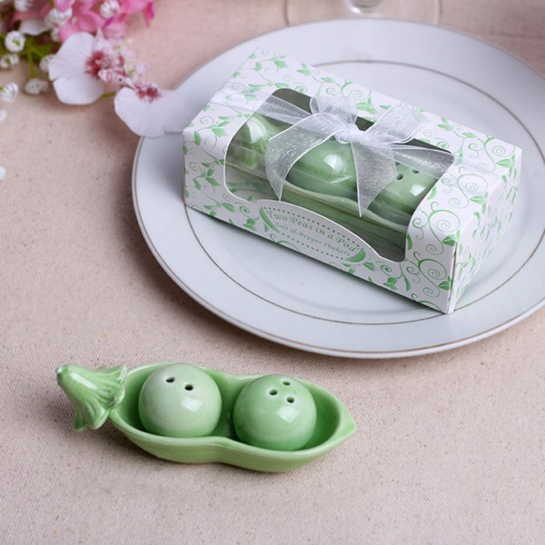 Kryddburk två ärtor i pod keramisk saltpepparshaker set