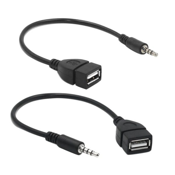 Musta Mp3-sovitinkaapeli USB-naaras - 3,5 mm U-levy 12 V:n auton C-D-soittimen sovitinkaapelin video-lisävarusteiden liittämiseen