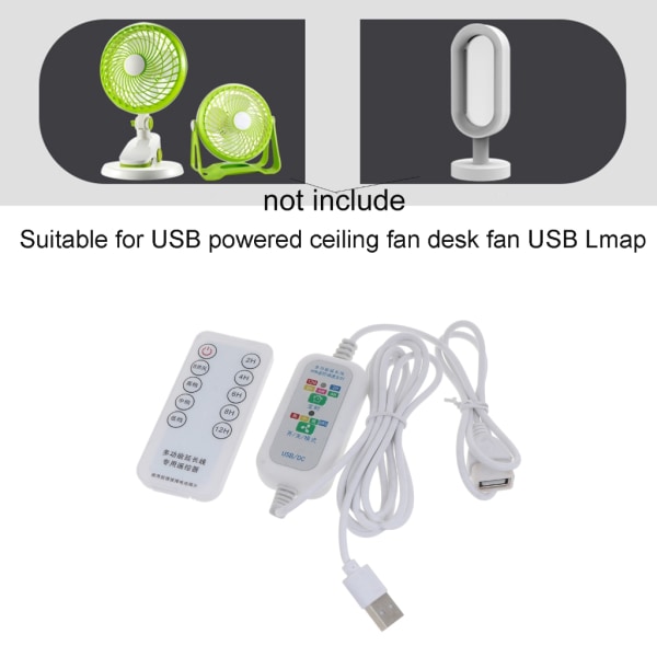 Universal 200 cm 5V USB -förlängningsfjärrkontroll 4-hastighets 2-12h Timing Power för USB Takfläkt USB LED-lampa
