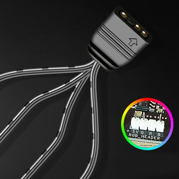 ARGB 5V 3-Pin Forlængerkabel Adapter 33cm 1 til 4 RGB Splitterledning til PC LED