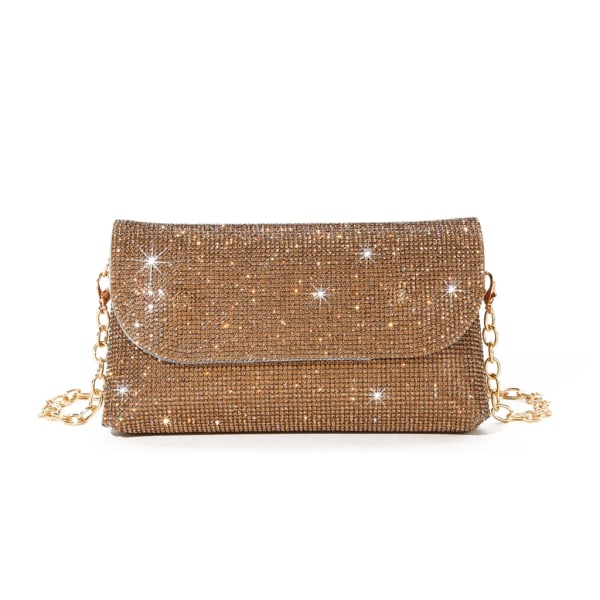 Glitter Evening Bag för kvinnor Bröllop Clutch Handväska Kedja Axelväska Liten Party Handväska Crossbody Bag Brown 2