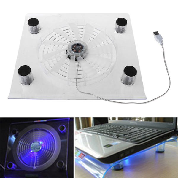 Laptopkylare USB -kylning Stor fläkt LED Light Cooler Base Pad Stativ för 15" PC Notebook