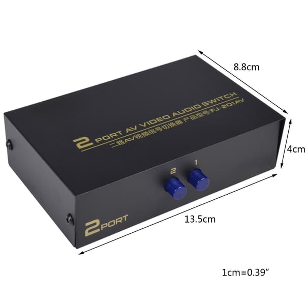 2 Port AV RCA Switch 2 ind 1 ud Komposit Video L/R Switch Selector Boks til DVD Afspiller SNES N64 til Gam