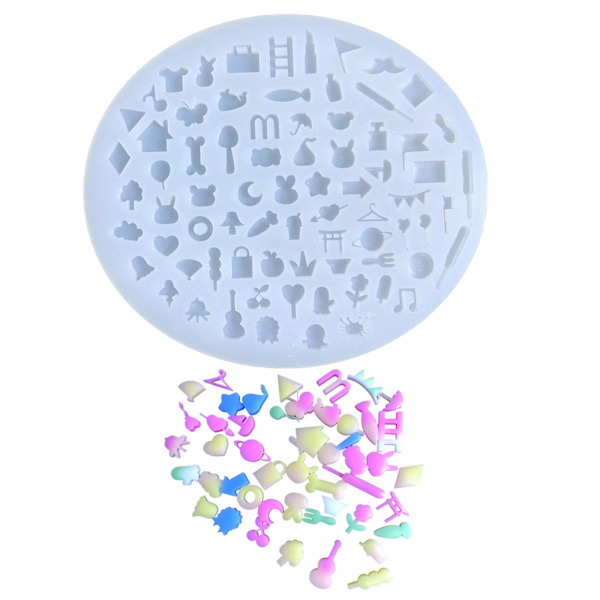 Glänsande Blank Geometri Filler Olika symboler Silikon Form DIY Nyckelring Hängsmycken för väska dekorationer