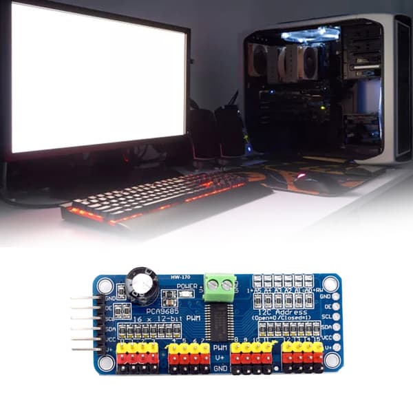2 stk. PCA9685 16-kanals 12-bits PWM servomotor driver grensesnittmodul
