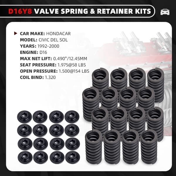 Motorfjærventiler Mekanismedeler for D16 D16Y D16Y8 D16Z6 1992-2000 Modeller