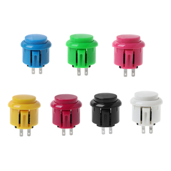 Inbyggd liten mikrobrytare 24 mm Fabrikspris Arkadknapp rund tryckknapp för Jamma Mame, set med 5 Red