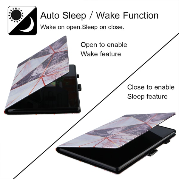 Magnetisk tablettskydd för case för Amazon Fire -HD 10 PU Läder Auto Sleep Black White