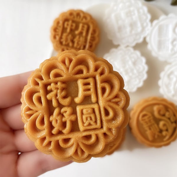 Plast Mooncake Formar Bakning Tillbehör Handpressning för midhöstfestivalen