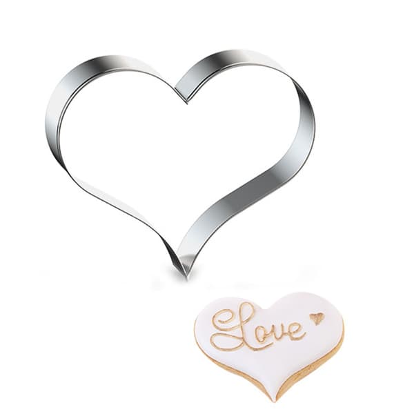 Sæt med 7 kageudstikkere, biskuitforme, Valentinsdag-serie, rustfrit stål