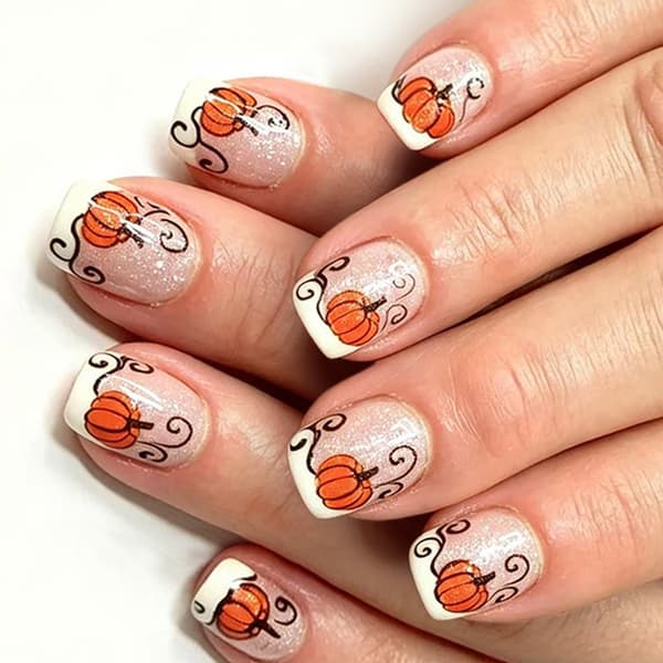 Lys Base Halloween-tema Press On Negler for Høst Kostymefest Styling