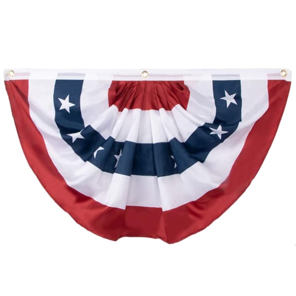 USA veckad fläktflagga Amerikansk amerikansk buntingflagga Patriotisk halvfläkt bannerflagga med canvashuvud och mässingshylsor juli 2