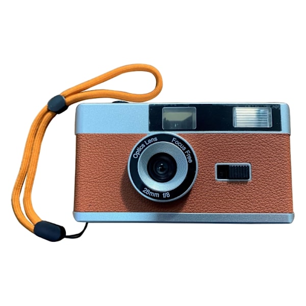 35 mm filmkamera Retrokamera, fokusfri, återanvändbar, inbyggd blixt, lätt att använda för fotoentusiaster Brown