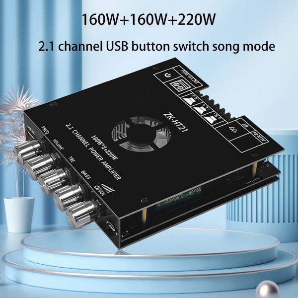 2.1-kanals TDA7498E Bluetooth-kompatibel digital power Hög och låg ton subwoofer 160WX2+220W