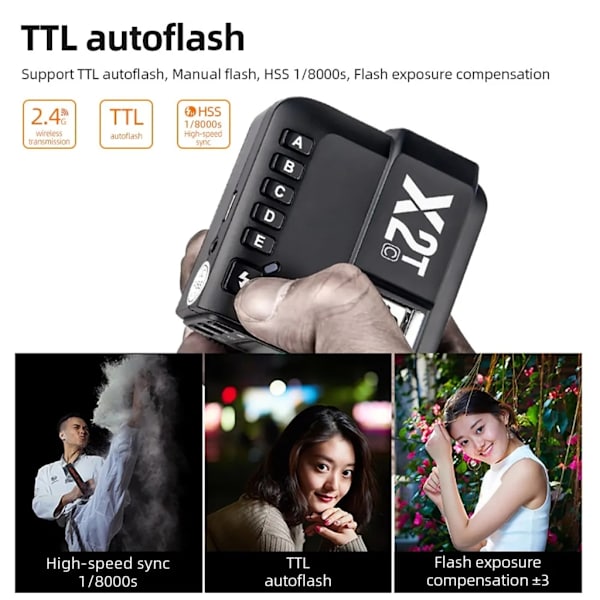 Kamera trådlös blixtkontroll Synkroniserade utlösare X2 X2T-C X2T-N X2T-S X2T-F X2T-O X2TP X2TP