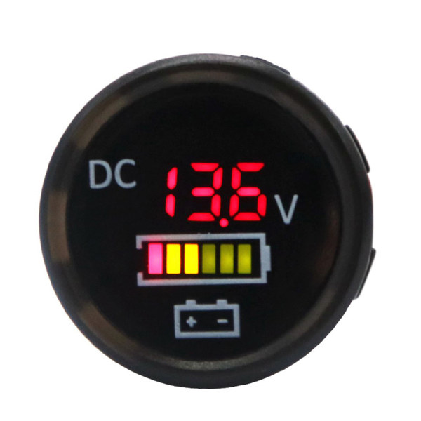 för DC 12V/24V Bilbåt Voltmeter Batterimonitor IP67 Vattentät LED Spänning Ga